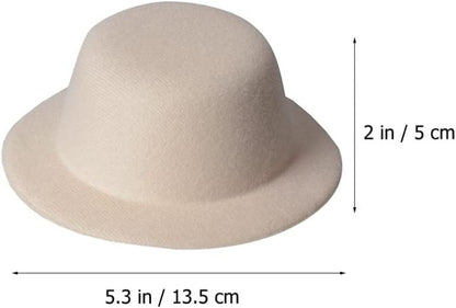 4pcs Mini Formal Hats Miniature Doll Hats Foam Top Hat Caps for DIY Crafts Hair Accessories Dollhouse Cake Topper Micro Beige