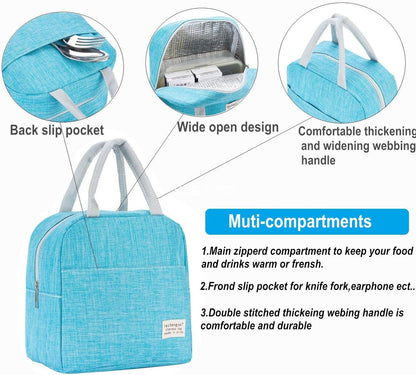 Small Lunch Bags for Women and Men Kids Insulated Cooler Lunch Tote Bag Reusable Lunch Box Kids for Back to School (Sky Blue)