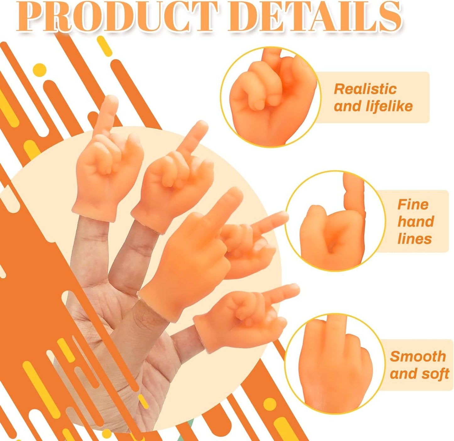30 Pcs Middle Finger Puppet,Miniature Small Funny Hand Puppets,Rubber Little Tiny Finger Hands for Halloween,Games,Parties