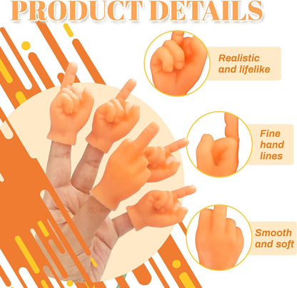 30 Pcs Middle Finger Puppet,Miniature Small Funny Hand Puppets,Rubber Little Tiny Finger Hands for Halloween,Games,Parties