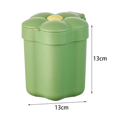 Desktop Garbage Bin Cute Mini Desktop Trash Can Kawaii Flower Shaped Countertop Trash Cans Kitchen Small Garbage Green
