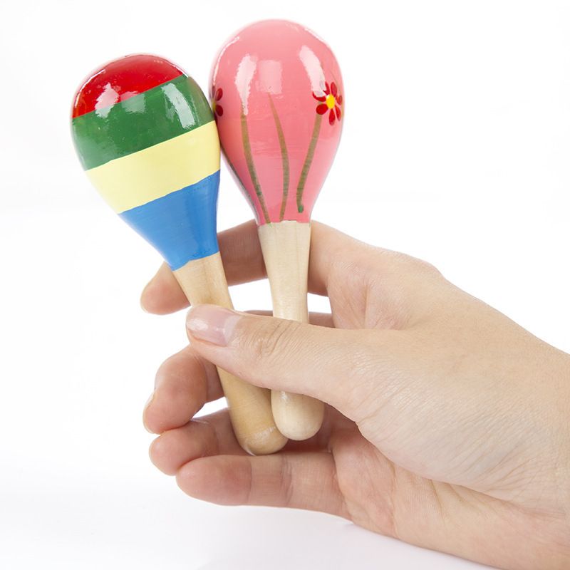 8pcs Mini Wooden Maracas Rattles Egg Shaker Kids Musical Party Favor Kid Baby Shaker Sand Hammer Toy (Random Color Pattern)