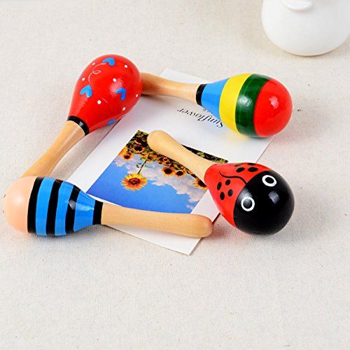 8pcs Mini Wooden Maracas Rattles Egg Shaker Kids Musical Party Favor Kid Baby Shaker Sand Hammer Toy (Random Color Pattern)