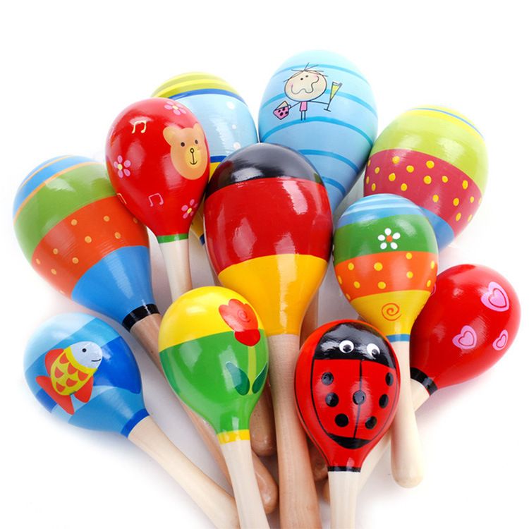 8pcs Mini Wooden Maracas Rattles Egg Shaker Kids Musical Party Favor Kid Baby Shaker Sand Hammer Toy (Random Color Pattern)