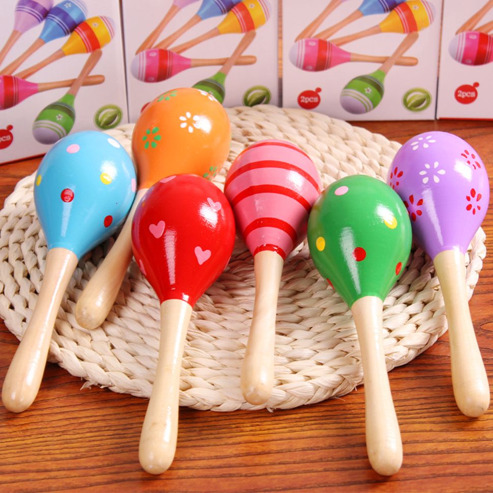 8pcs Mini Wooden Maracas Rattles Egg Shaker Kids Musical Party Favor Kid Baby Shaker Sand Hammer Toy (Random Color Pattern)