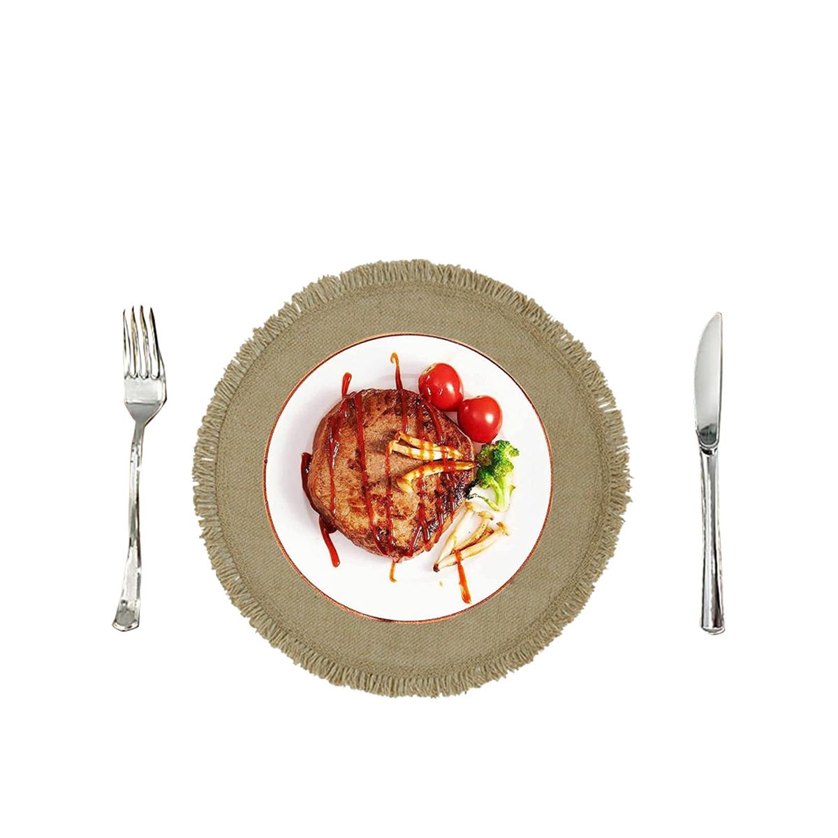 Round Placemats Linen Material Drinking Coaster Table Mat Heat Insulation Mat Round Table Mats for Kitchen Restaurant