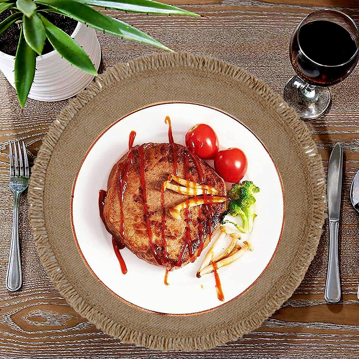 Round Placemats Linen Material Drinking Coaster Table Mat Heat Insulation Mat Round Table Mats for Kitchen Restaurant