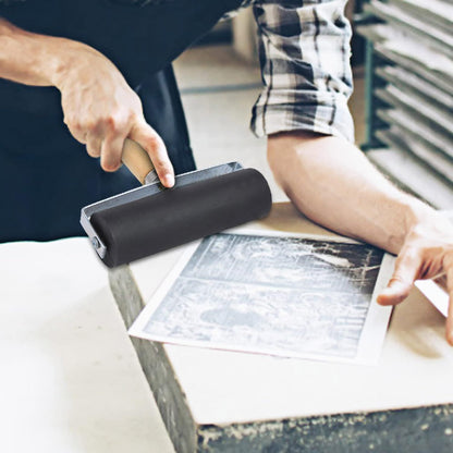 Paint Roller Printmaking Ink Art Stamping Roller Oil Painting Rubber Roller Rollers Tools Wooden Handle Bamboo Water Painting