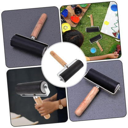 Paint Roller Printmaking Ink Art Stamping Roller Oil Painting Rubber Roller Rollers Tools Wooden Handle Bamboo Water Painting