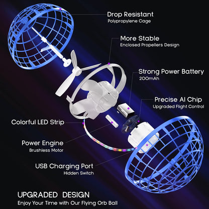 Flying Orb Ball Toys Soaring Hover Boomerang Spinner Hand Controlled Mini Drone Cosmic Globe Spinning Kids Adults