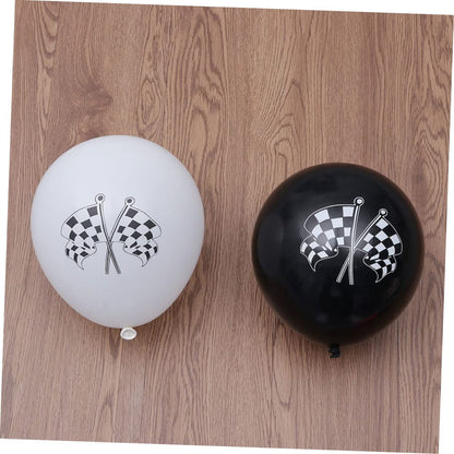 Finduat 40 Pieces Race Car Latex Balloons Checkered Racing Cars Flag Theme Black & White Balloon Birthday Party