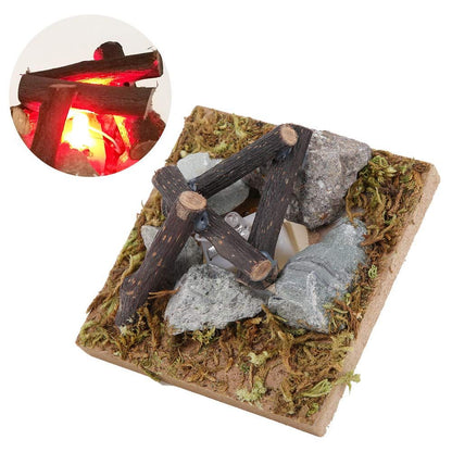 Mini Dollhouse Bonfire, Miniature Dollhouse Garden Scene Bonfire Simulation Wooden Bonfire for DIY Dolls House Furniture(Wood)