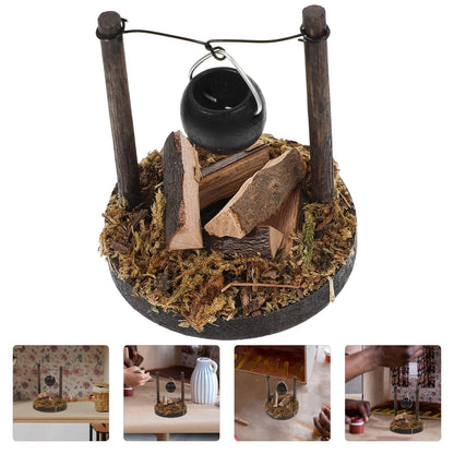 Dollhouse Stove Kitchen Furniture Miniature Hanging Stove Fairy Gardens Camping Accessories Pretend Play Toys for Dollhouse