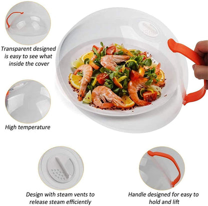 Microwave Splatter Cover, Microwave Cover for Food BPA Free, Microwave Plate Cover Guard Lid with Steam Vents Keeps(Orange-1Pack)
