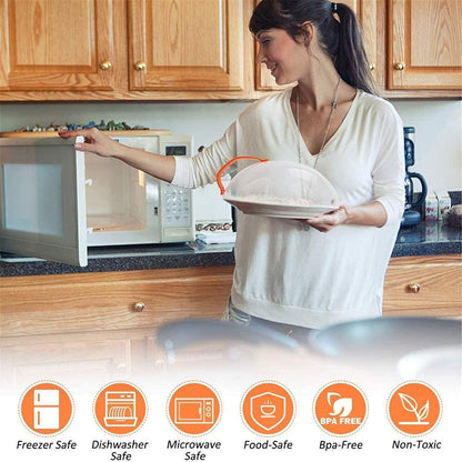 Microwave Splatter Cover, Microwave Cover for Food BPA Free, Microwave Plate Cover Guard Lid with Steam Vents Keeps(Orange-1Pack)