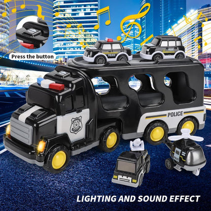 Police Truck Toys Toddlers 3 4 5 6 Years Old, 5 in 1 Truck Friction Power Toy Car Christmas Birthday Gifts for Boys & Girls 3-5