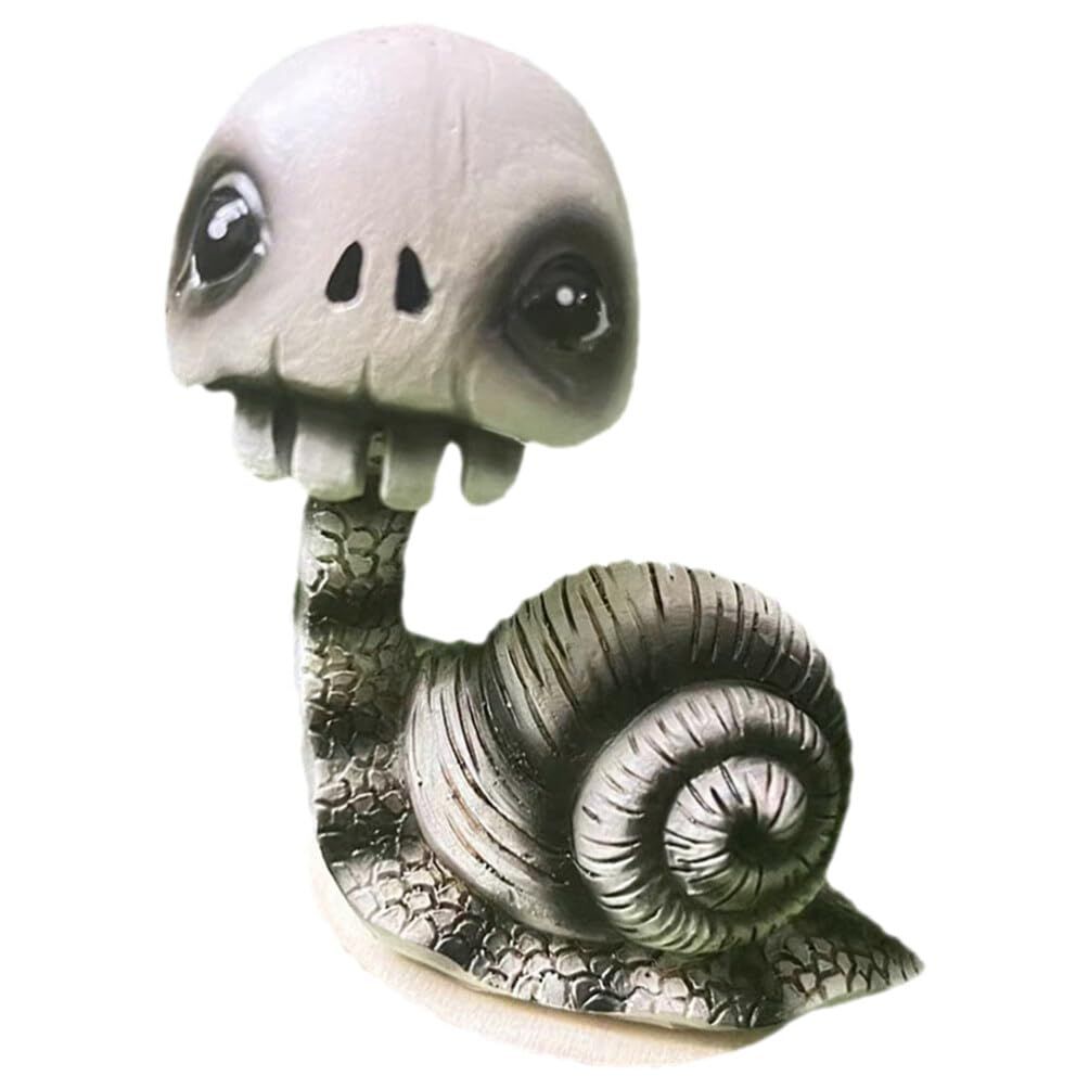 Skull Snail Statue Shaking Head Snail Figurine Halloween Animal Skull Mini Bobbleheads Figures Skeleton Doll Party Car Dashboard