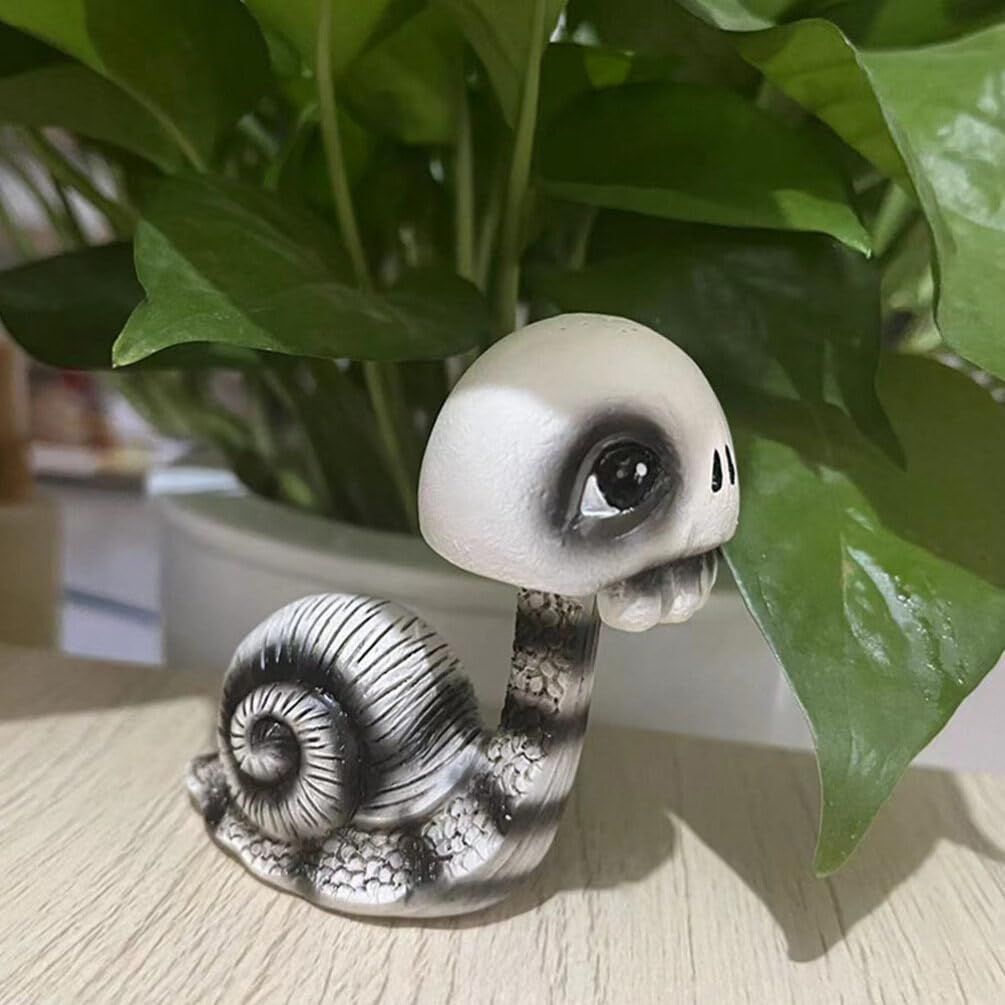 Skull Snail Statue Shaking Head Snail Figurine Halloween Animal Skull Mini Bobbleheads Figures Skeleton Doll Party Car Dashboard