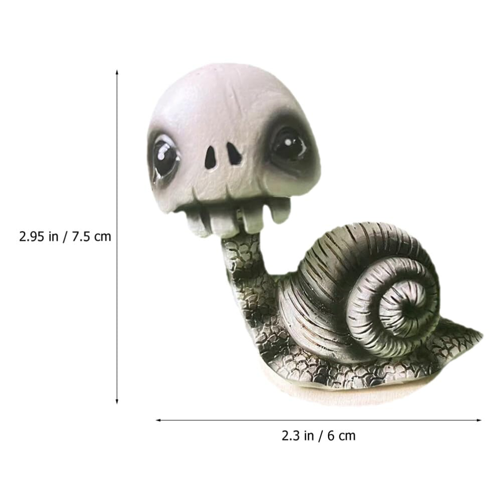 Skull Snail Statue Shaking Head Snail Figurine Halloween Animal Skull Mini Bobbleheads Figures Skeleton Doll Party Car Dashboard