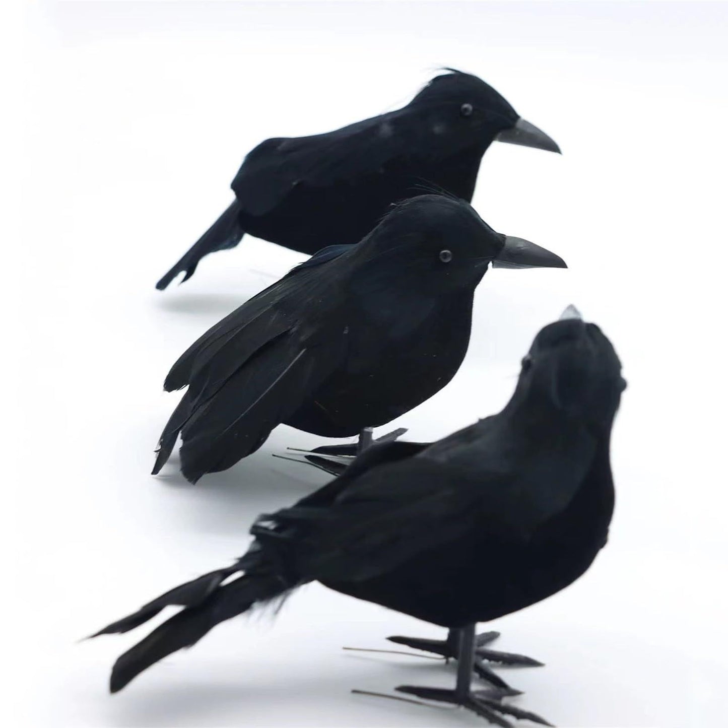 3PCS Fake Black Crow Halloween Decorations, Artificial Ravens Halloween Decor, Simulation Crow Decor for The Home Crafts