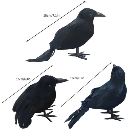 3PCS Fake Black Crow Halloween Decorations, Artificial Ravens Halloween Decor, Simulation Crow Decor for The Home Crafts