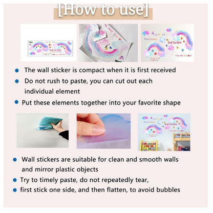 Wall Sticker Rainbow Sticker Luminous 3D Wallpaper Glow in The Dark Heart Shape Cartoon Wall Paper for Kids Room Living Room
