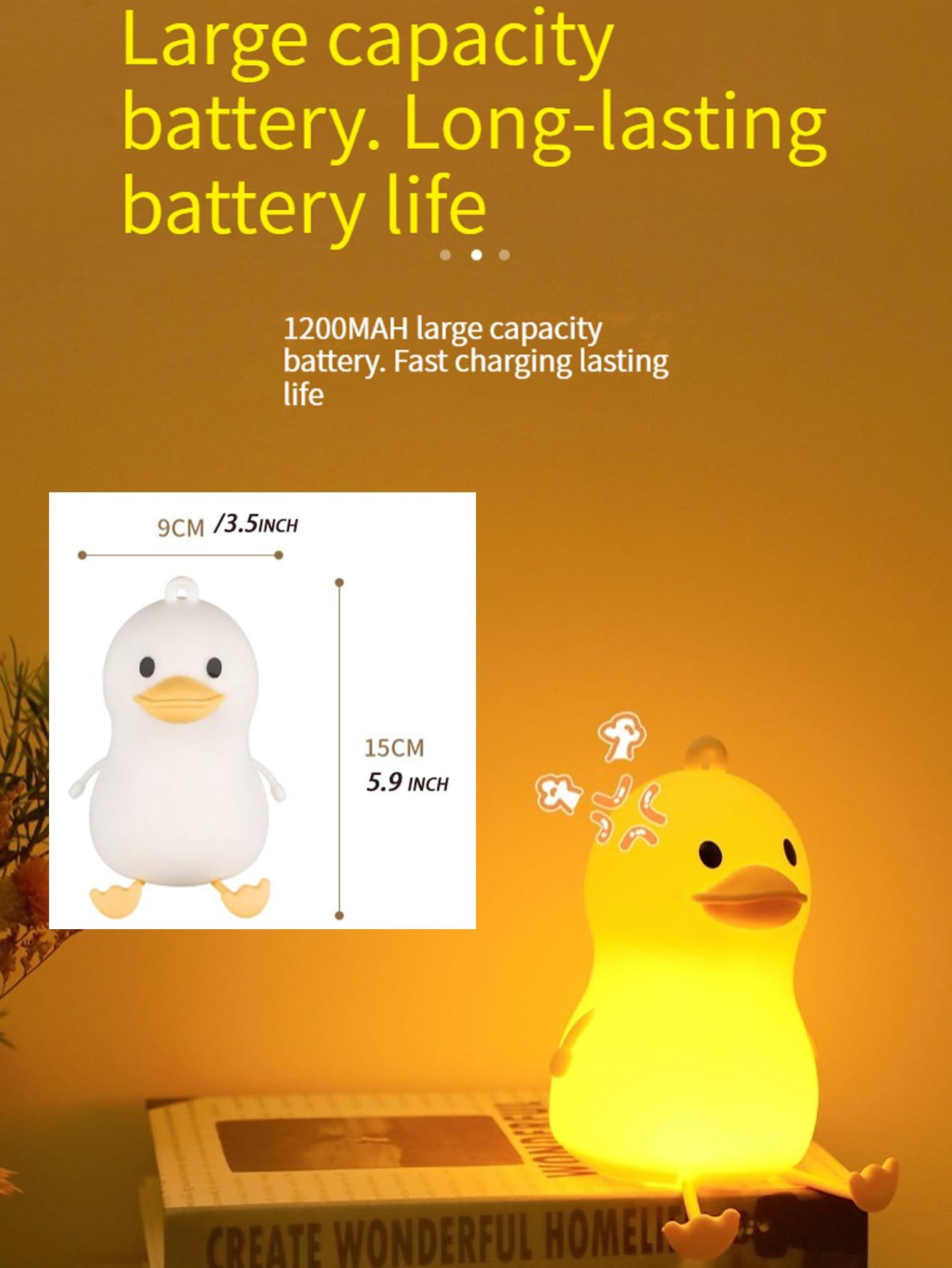 Duck Silicone Night Light,Cute Duck Kids Lamp,16 Colors Changing Remote Control Night Lights,Rechargeable Dimmable Nursery Lamps