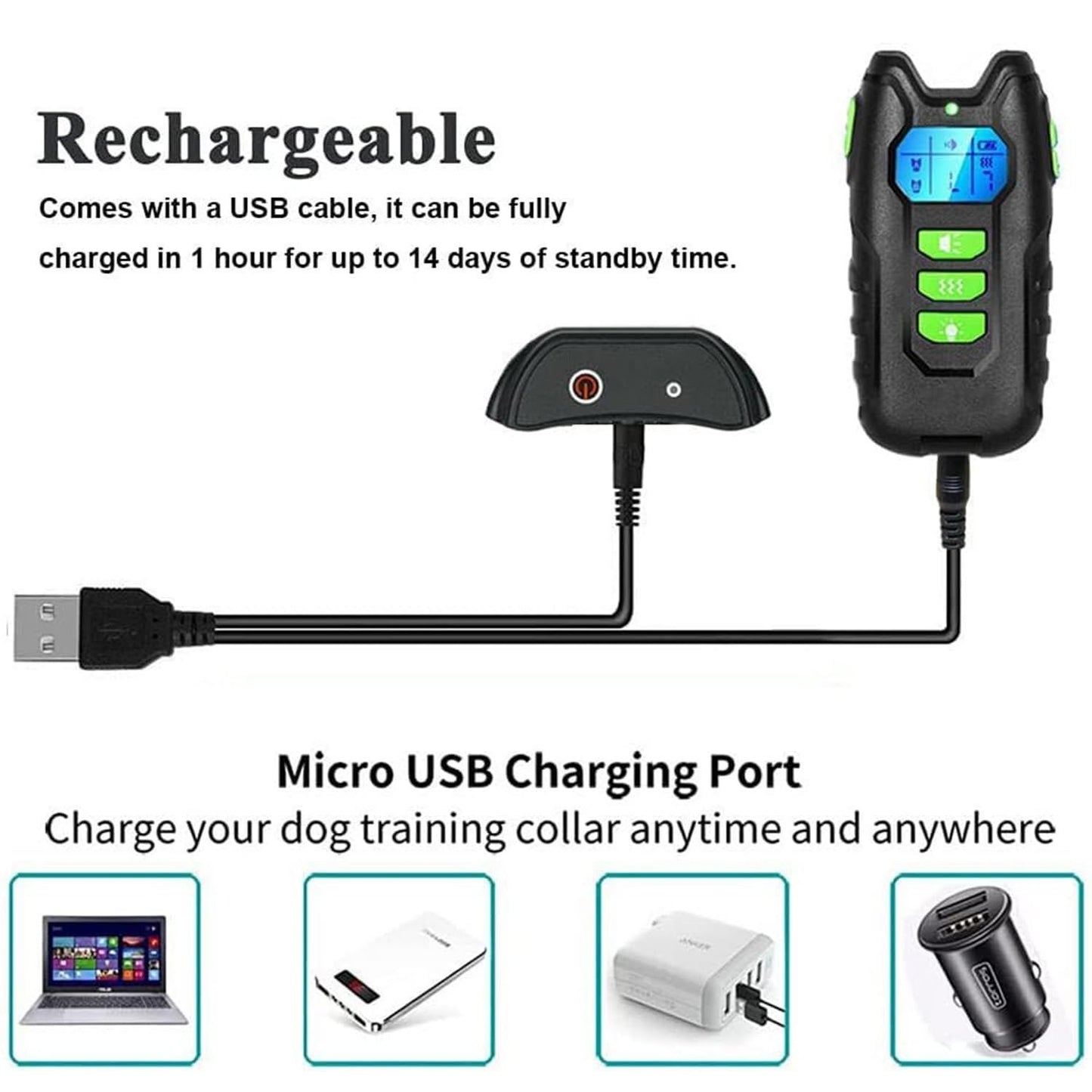 Dog Training Collar Remote Control Dog Training Collar Rechargeable Training Collar with Strong Vibration, Beep, Waterproof Dog