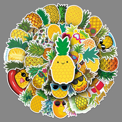 Pineapple Stickers for Teens Boy Girls Kids|50 Pcs|Cartoon Vinyl Waterproof Stickers for Laptop Computer Phone Tablet (Pineapple)