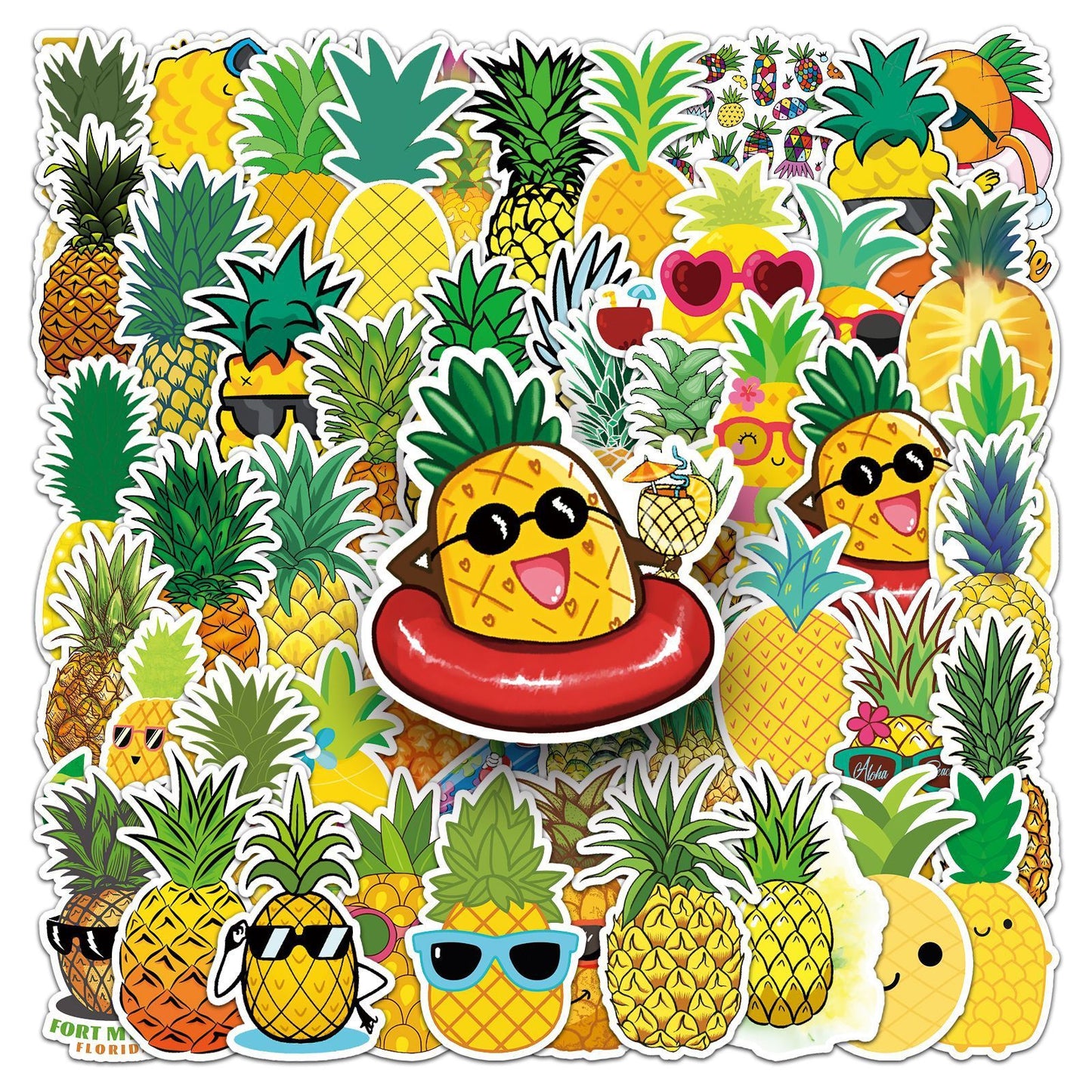 Pineapple Stickers for Teens Boy Girls Kids|50 Pcs|Cartoon Vinyl Waterproof Stickers for Laptop Computer Phone Tablet (Pineapple)