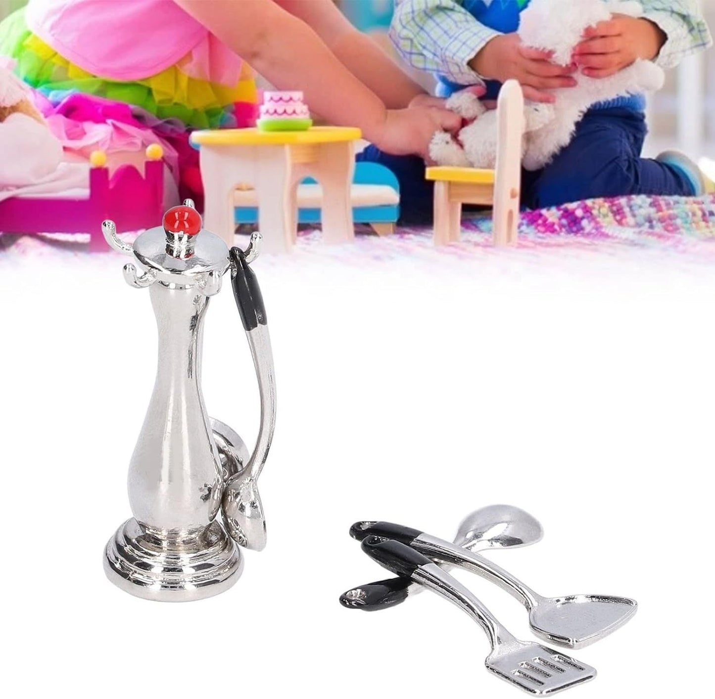 1:12 Mini Home Kitchen Kit,Toddler Kitchen Tools,Miniature Kitchen Utensils Dollhouse Accessories Spoon Shovel Cookware
