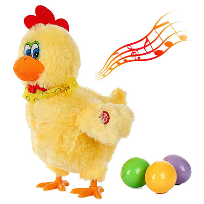 Easter Chicken Animal Toy Doll Laying Egg Electric Crazy Plush Chicken with Sound Music dances and lays 3 plastic eggs
