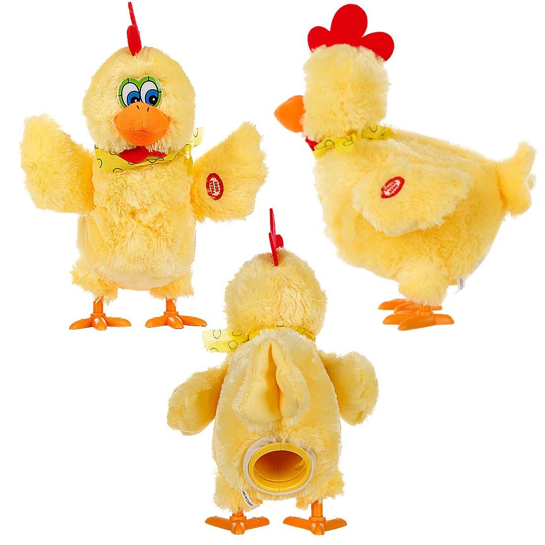 Easter Chicken Animal Toy Doll Laying Egg Electric Crazy Plush Chicken with Sound Music dances and lays 3 plastic eggs