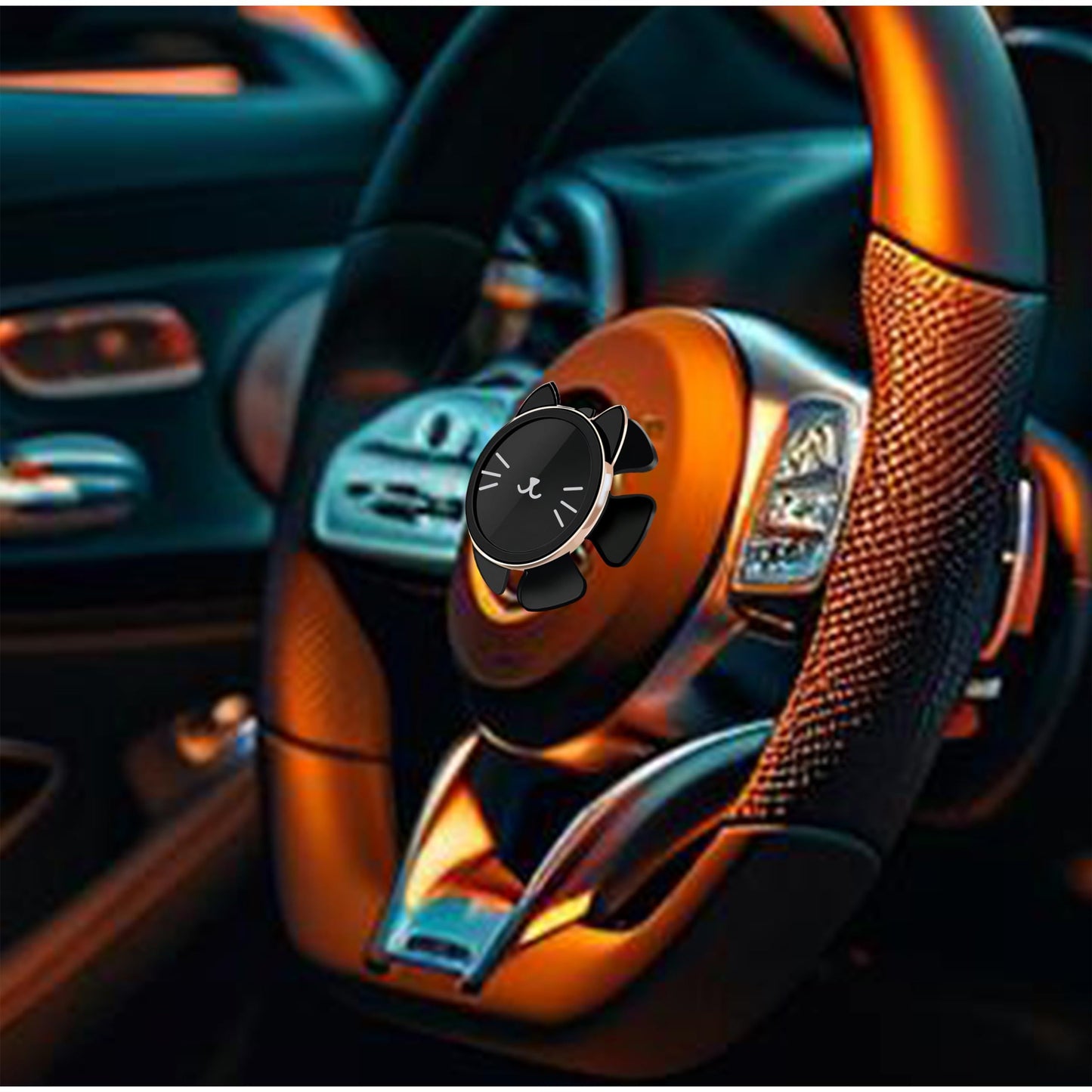 Cat Steering Wheel Car Mount - Multifunctional Dashboard Phone Holder, Adhesive Suction Cup Phone Stand