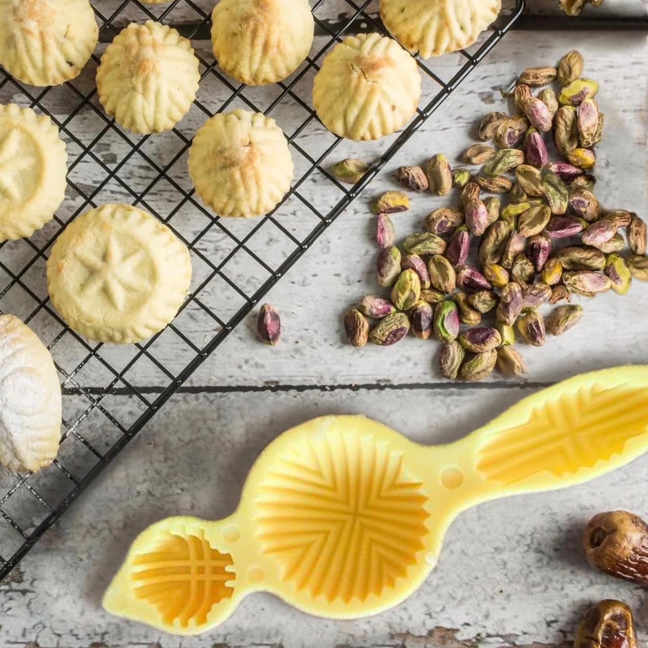 Plastic Mould Press Stamp Mooncake, Middle Eastern Cake Mold for Dates, Nuts, & Chocolate Stuffed Cookie Kitchen Tool