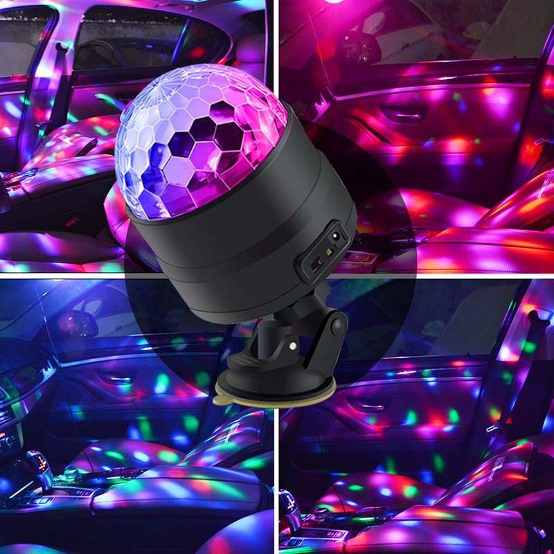 Disco Ball Strobe Light, Car Interior Atmosphere DJ Light Sound Active Function Remote Control for Camping Party