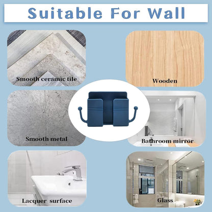 Wall Mount Phone Holder, Phone Stand for Bed, Wall Mounted Shower Phone Holder Remote Control Holder with Hooks