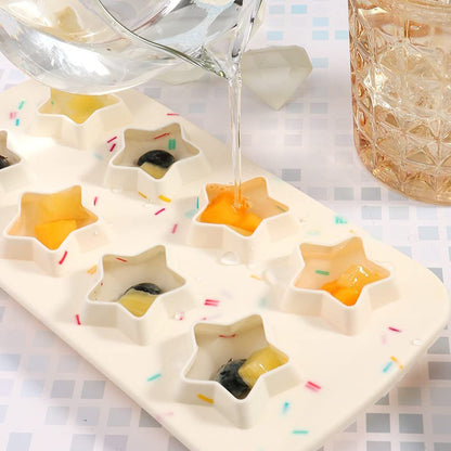 Ice Cube Molds Silicone Set of Star Shaped Reusable Silicone Ice Maker for Whiskey Drinks and Cocktails Making Fun Ice