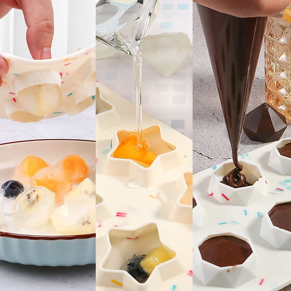 Ice Cube Molds Silicone Set of Star Shaped Reusable Silicone Ice Maker for Whiskey Drinks and Cocktails Making Fun Ice
