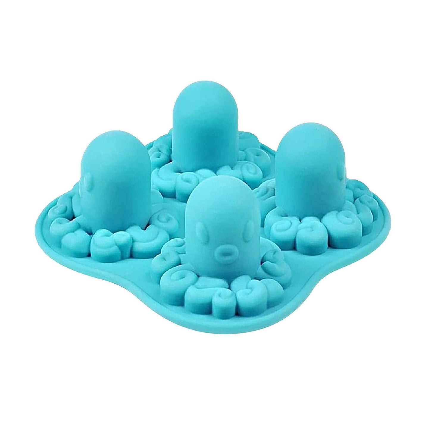 Silicone 4 Grids Octopus Pattern Frozen Ice Cube Trays Jerry DIY Mold Maker Creative Ice Cube Mold 3D - Blue