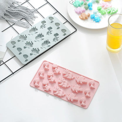 Candy Chocolate Silicone Mold Baking Tray Pan Dinosaur Dino Animal-Themed Shape Non-Stick Food-Grade for Homemade Kids DIY