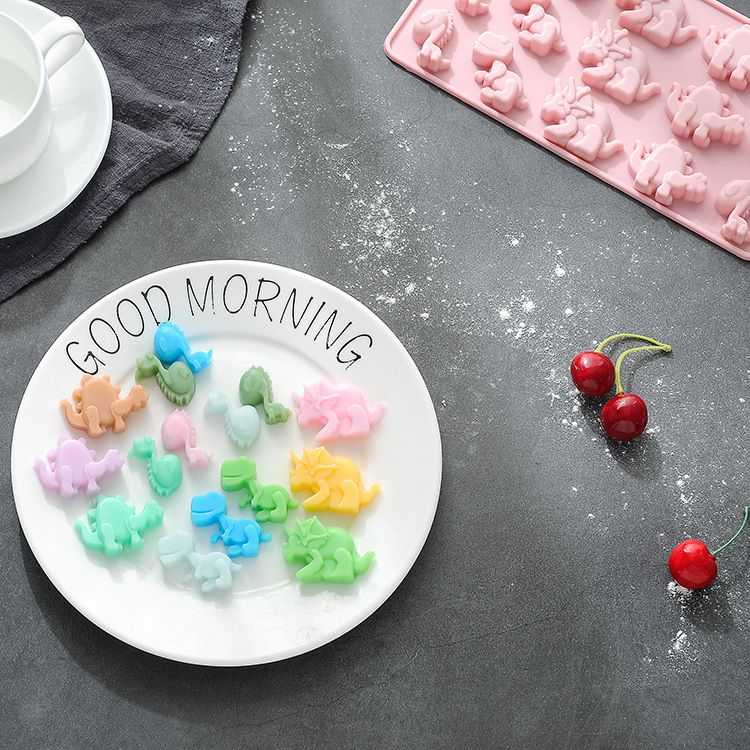 Candy Chocolate Silicone Mold Baking Tray Pan Dinosaur Dino Animal-Themed Shape Non-Stick Food-Grade for Homemade Kids DIY