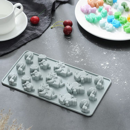 Candy Chocolate Silicone Mold Baking Tray Pan Dinosaur Dino Animal-Themed Shape Non-Stick Food-Grade for Homemade Kids DIY