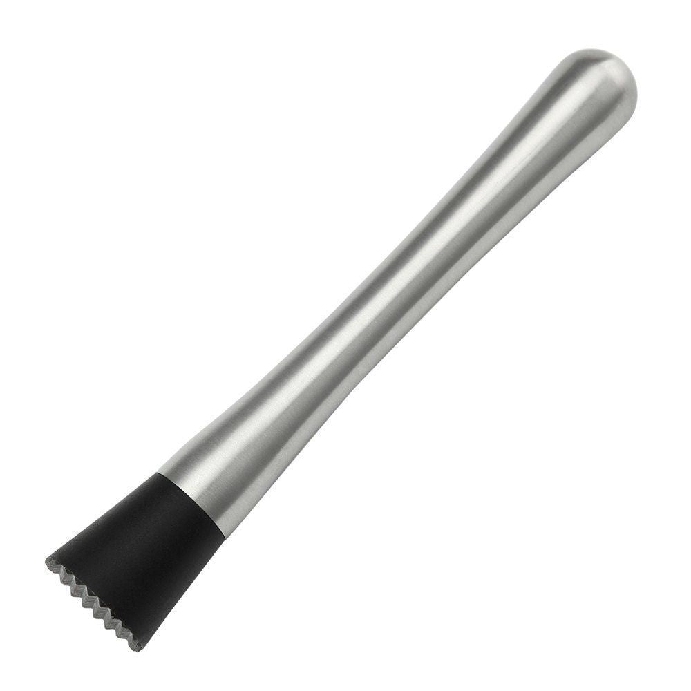 Stainless Steel Cocktail Muddler,  Barware Swizzle Stick Ice Masher with No-Slip Rubber Handle for Home Party Bar Mixing Spoon Tool
