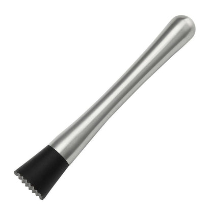 Stainless Steel Cocktail Muddler,  Barware Swizzle Stick Ice Masher with No-Slip Rubber Handle for Home Party Bar Mixing Spoon Tool