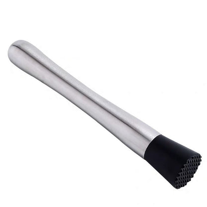 Stainless Steel Cocktail Muddler,  Barware Swizzle Stick Ice Masher with No-Slip Rubber Handle for Home Party Bar Mixing Spoon Tool