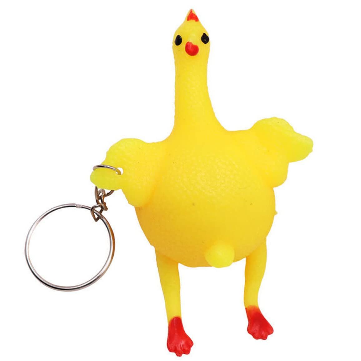 Squeeze Chicken Toy Laying Hen Egg Toy Kids Tricky Funny GadgetsKeyring Stress Relief Toy Novelty Chick Keychain Ornaments
