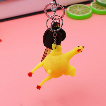 Squeeze Chicken Toy Laying Hen Egg Toy Kids Tricky Funny GadgetsKeyring Stress Relief Toy Novelty Chick Keychain Ornaments