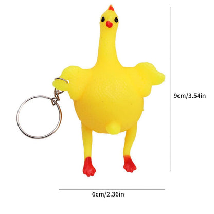 Squeeze Chicken Toy Laying Hen Egg Toy Kids Tricky Funny GadgetsKeyring Stress Relief Toy Novelty Chick Keychain Ornaments