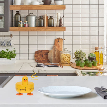 Cooking Timer Cute Duck Kitchen Timer 60 Minute Wind Up Mechanical Rotating Alarm for Kitchen Cooking Baking (yellow)